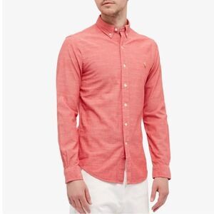 New Polo Ralph Lauren $165 Button Down Chambray Spring Red Oxford button Shirt L